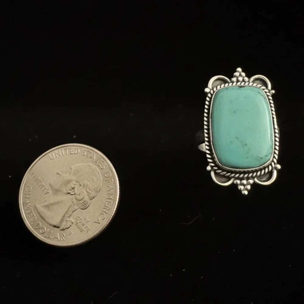 Genuine Turquoise‎ and Sterling Silver Women's Ring